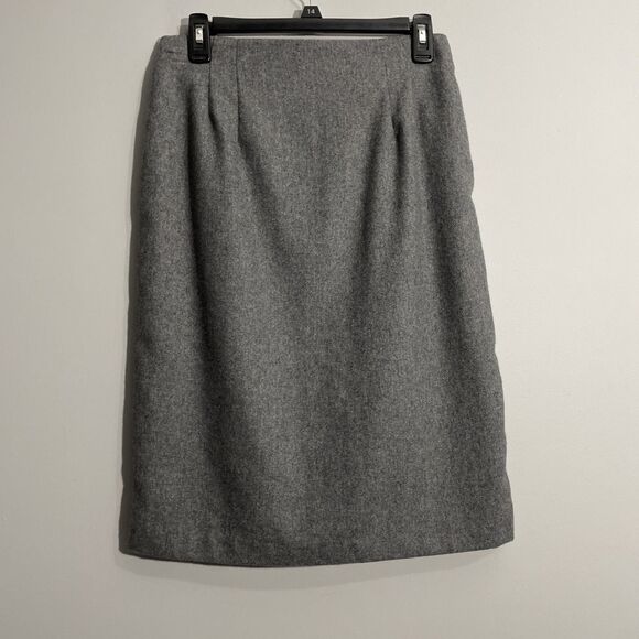Villager by Liz Claiborne Gray Wool Skirt Sz 10P Vintage Lined Fall Cottagecore - Picture 1 of 10